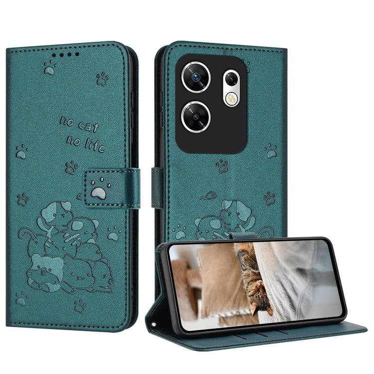 Embossed Kitten Phone Leather Case with Lanyard, For Infinix Smart 9 5G / Hot 50i 5G, For Infinix Hot 50 Pro+ 4G, For Infinix Hot 50 4G, For Infinix Hot 50 5G, For Infinix Zero 40 4G / Zero 40 5G, For Infinix Note 40X 5G, For Infinix Note 40 5G        ...