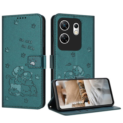 Embossed Kitten Phone Leather Case with Lanyard, For Infinix Smart 9 5G / Hot 50i 5G, For Infinix Hot 50 Pro+ 4G, For Infinix Hot 50 4G, For Infinix Hot 50 5G, For Infinix Zero 40 4G / Zero 40 5G, For Infinix Note 40X 5G, For Infinix Note 40 5G        ...