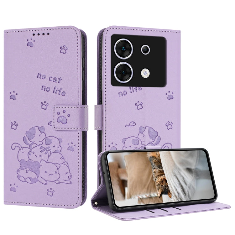 Embossed Kitten Phone Leather Case with Lanyard, For Infinix Smart 9 5G / Hot 50i 5G, For Infinix Hot 50 Pro+ 4G, For Infinix Hot 50 4G, For Infinix Hot 50 5G, For Infinix Zero 40 4G / Zero 40 5G, For Infinix Note 40X 5G, For Infinix Note 40 5G        ...