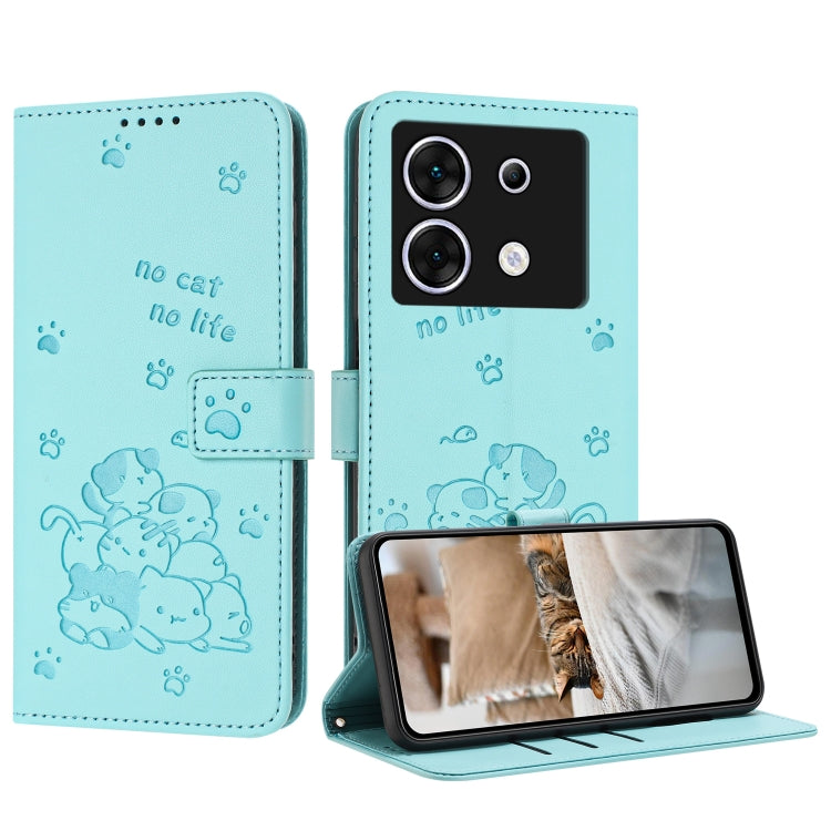 Embossed Kitten Phone Leather Case with Lanyard, For Infinix Smart 9 5G / Hot 50i 5G, For Infinix Hot 50 Pro+ 4G, For Infinix Hot 50 4G, For Infinix Hot 50 5G, For Infinix Zero 40 4G / Zero 40 5G, For Infinix Note 40X 5G, For Infinix Note 40 5G        ...
