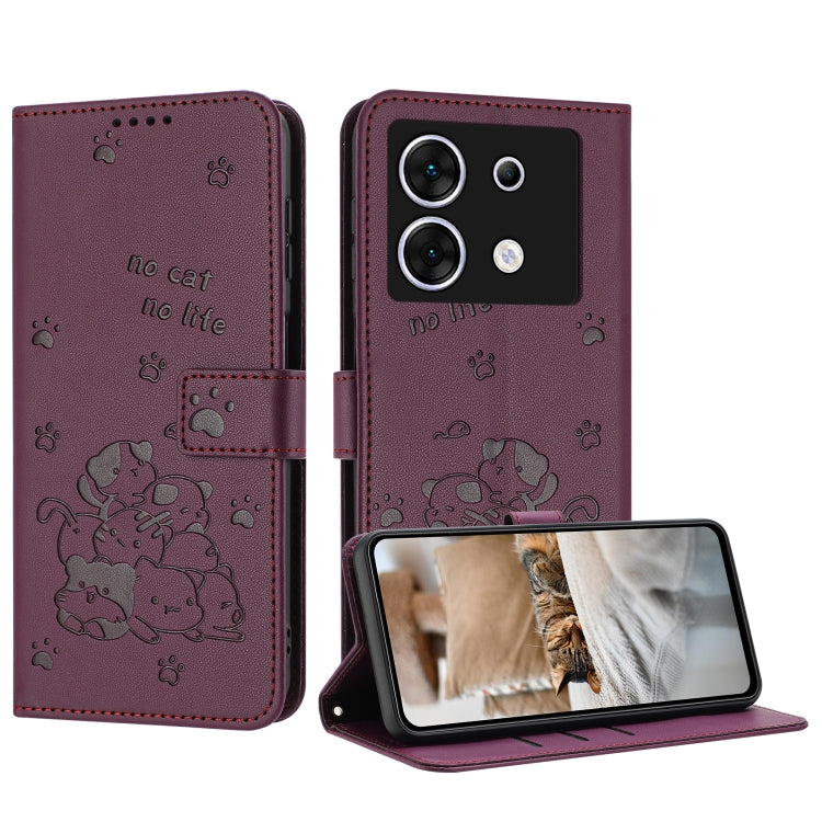 Embossed Kitten Phone Leather Case with Lanyard, For Infinix Smart 9 5G / Hot 50i 5G, For Infinix Hot 50 Pro+ 4G, For Infinix Hot 50 4G, For Infinix Hot 50 5G, For Infinix Zero 40 4G / Zero 40 5G, For Infinix Note 40X 5G, For Infinix Note 40 5G        ...