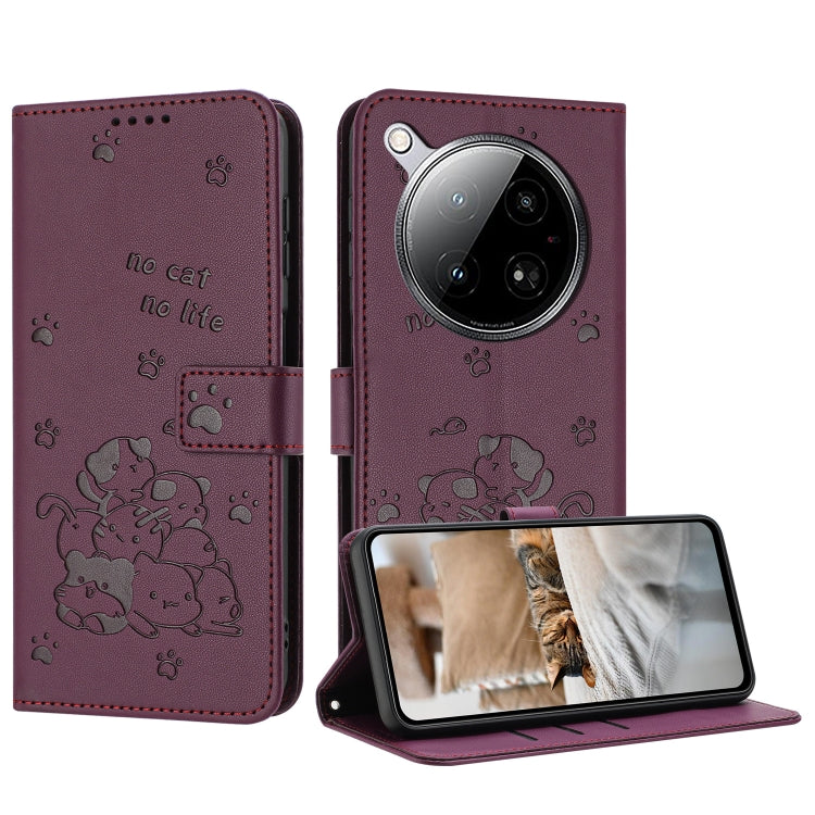 Embossed Kitten Phone Leather Case with Lanyard, For Infinix Smart 9 5G / Hot 50i 5G, For Infinix Hot 50 Pro+ 4G, For Infinix Hot 50 4G, For Infinix Hot 50 5G, For Infinix Zero 40 4G / Zero 40 5G, For Infinix Note 40X 5G, For Infinix Note 40 5G        ...