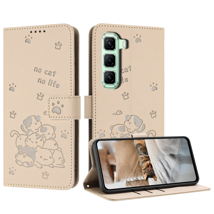 Embossed Kitten Phone Leather Case with Lanyard, For Infinix Smart 9 5G / Hot 50i 5G, For Infinix Hot 50 Pro+ 4G, For Infinix Hot 50 4G, For Infinix Hot 50 5G, For Infinix Zero 40 4G / Zero 40 5G, For Infinix Note 40X 5G, For Infinix Note 40 5G        ...