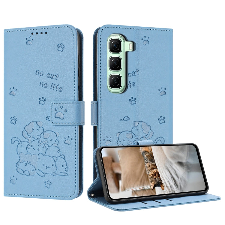 Embossed Kitten Phone Leather Case with Lanyard, For Infinix GT 50 Pro 5G, For Infinix Hot 70 5G, For Infinix Note Edge 5G, For Infinix Smart 20 4G, For Infinix Note 60 / 60 Pro 5G, For Infinix Hot 60 4G / Hot 60i 4G, For Infinix Hot 60 Pro+ 4G        ...