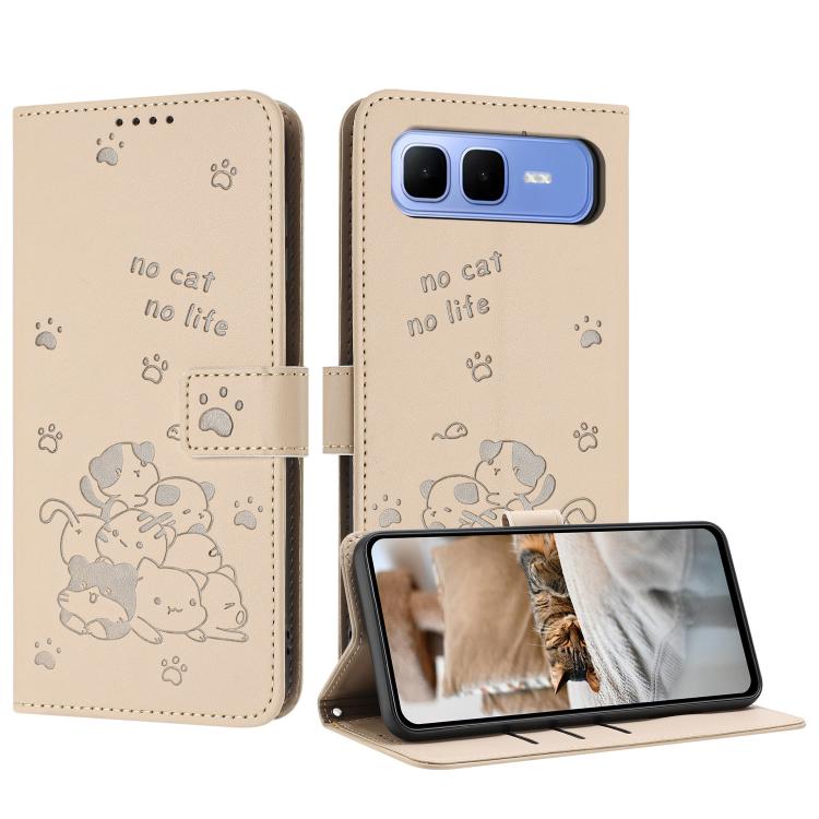 Embossed Kitten Phone Leather Case with Lanyard, For Infinix GT 50 Pro 5G, For Infinix Hot 70 5G, For Infinix Note Edge 5G, For Infinix Smart 20 4G, For Infinix Note 60 / 60 Pro 5G, For Infinix Hot 60 4G / Hot 60i 4G, For Infinix Hot 60 Pro+ 4G        ...