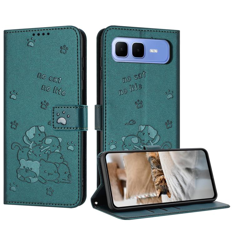 Embossed Kitten Phone Leather Case with Lanyard, For Infinix GT 50 Pro 5G, For Infinix Hot 70 5G, For Infinix Note Edge 5G, For Infinix Smart 20 4G, For Infinix Note 60 / 60 Pro 5G, For Infinix Hot 60 4G / Hot 60i 4G, For Infinix Hot 60 Pro+ 4G        ...