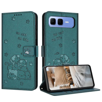 Embossed Kitten Phone Leather Case with Lanyard, For Infinix GT 50 Pro 5G, For Infinix Hot 70 5G, For Infinix Note Edge 5G, For Infinix Smart 20 4G, For Infinix Note 60 / 60 Pro 5G, For Infinix Hot 60 4G / Hot 60i 4G, For Infinix Hot 60 Pro+ 4G        ...