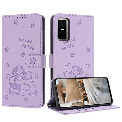 Embossed Kitten Phone Leather Case with Lanyard, For Infinix GT 50 Pro 5G, For Infinix Hot 70 5G, For Infinix Note Edge 5G, For Infinix Smart 20 4G, For Infinix Note 60 / 60 Pro 5G, For Infinix Hot 60 4G / Hot 60i 4G, For Infinix Hot 60 Pro+ 4G        ...