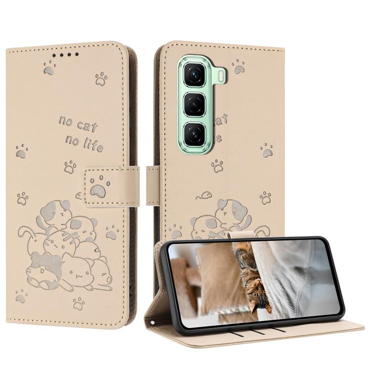 Embossed Kitten Phone Leather Case with Lanyard, For Infinix GT 50 Pro 5G, For Infinix Hot 70 5G, For Infinix Note Edge 5G, For Infinix Smart 20 4G, For Infinix Note 60 / 60 Pro 5G, For Infinix Hot 60 4G / Hot 60i 4G, For Infinix Hot 60 Pro+ 4G        ...