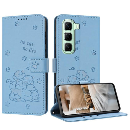Embossed Kitten Phone Leather Case with Lanyard, For Infinix GT 50 Pro 5G, For Infinix Hot 70 5G, For Infinix Note Edge 5G, For Infinix Smart 20 4G, For Infinix Note 60 / 60 Pro 5G, For Infinix Hot 60 4G / Hot 60i 4G, For Infinix Hot 60 Pro+ 4G        ...