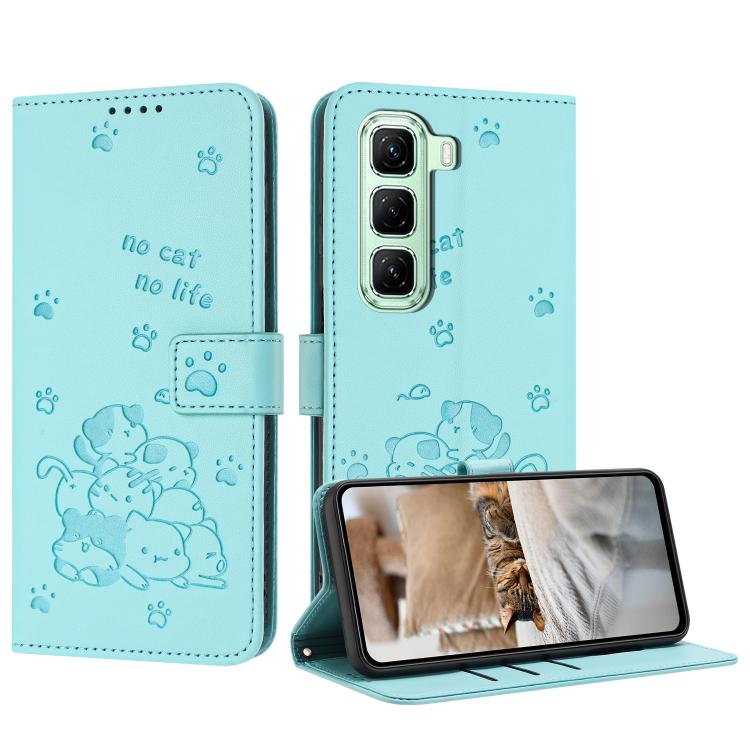 Embossed Kitten Phone Leather Case with Lanyard, For Infinix GT 50 Pro 5G, For Infinix Hot 70 5G, For Infinix Note Edge 5G, For Infinix Smart 20 4G, For Infinix Note 60 / 60 Pro 5G, For Infinix Hot 60 4G / Hot 60i 4G, For Infinix Hot 60 Pro+ 4G        ...