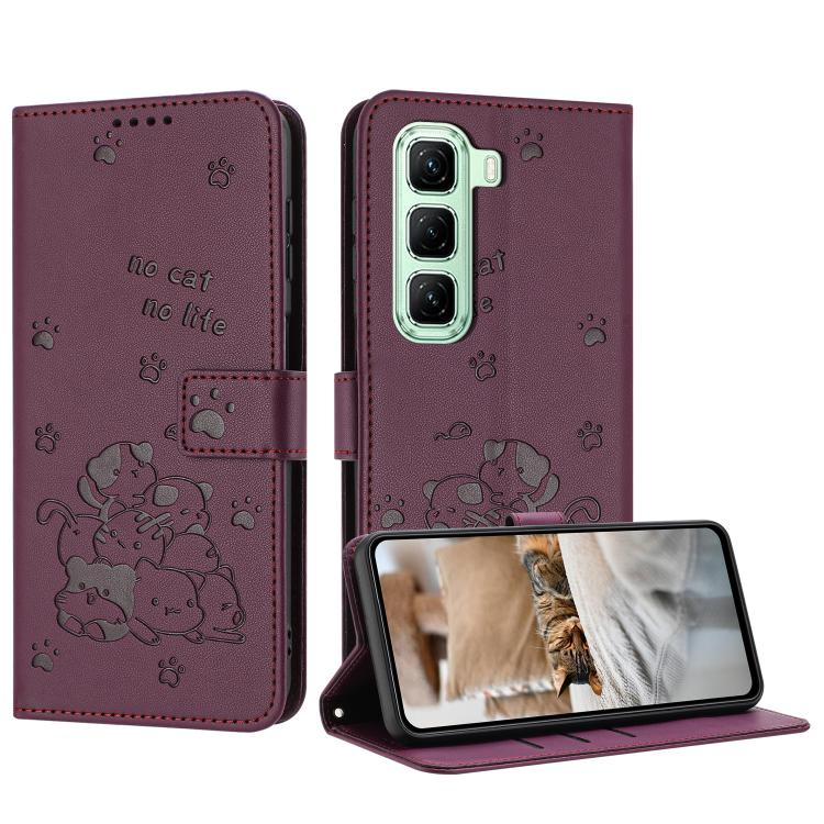 Embossed Kitten Phone Leather Case with Lanyard, For Infinix GT 50 Pro 5G, For Infinix Hot 70 5G, For Infinix Note Edge 5G, For Infinix Smart 20 4G, For Infinix Note 60 / 60 Pro 5G, For Infinix Hot 60 4G / Hot 60i 4G, For Infinix Hot 60 Pro+ 4G        ...