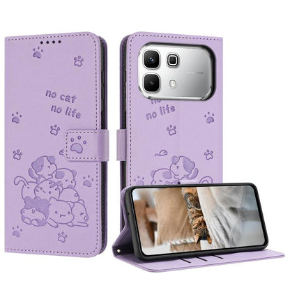 Embossed Kitten Phone Leather Case with Lanyard, For Infinix GT 50 Pro 5G, For Infinix Hot 70 5G, For Infinix Note Edge 5G, For Infinix Smart 20 4G, For Infinix Note 60 / 60 Pro 5G, For Infinix Hot 60 4G / Hot 60i 4G, For Infinix Hot 60 Pro+ 4G        ...