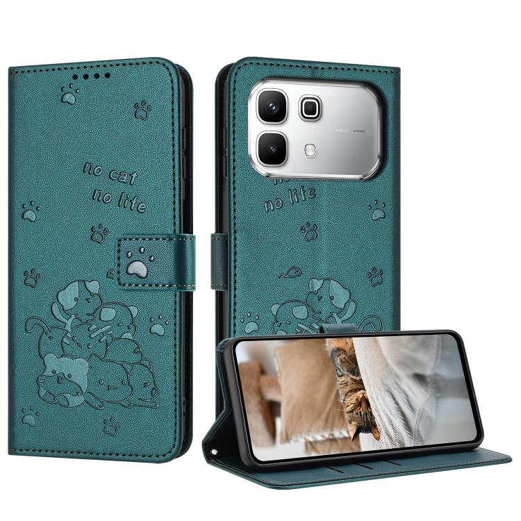 Embossed Kitten Phone Leather Case with Lanyard, For Infinix GT 50 Pro 5G, For Infinix Hot 70 5G, For Infinix Note Edge 5G, For Infinix Smart 20 4G, For Infinix Note 60 / 60 Pro 5G, For Infinix Hot 60 4G / Hot 60i 4G, For Infinix Hot 60 Pro+ 4G        ...