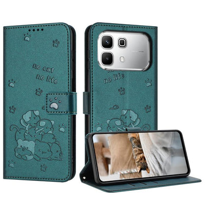 Embossed Kitten Phone Leather Case with Lanyard, For Infinix GT 50 Pro 5G, For Infinix Hot 70 5G, For Infinix Note Edge 5G, For Infinix Smart 20 4G, For Infinix Note 60 / 60 Pro 5G, For Infinix Hot 60 4G / Hot 60i 4G, For Infinix Hot 60 Pro+ 4G        ...