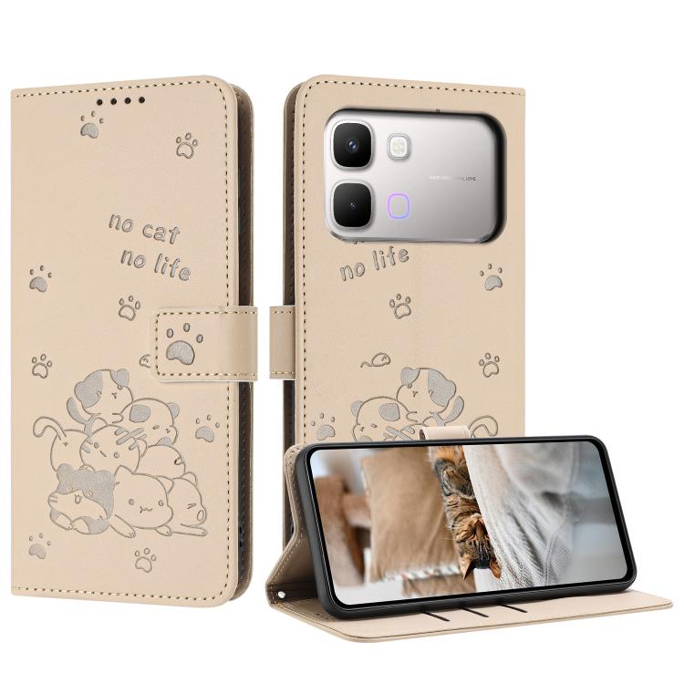 Embossed Kitten Phone Leather Case with Lanyard, For Infinix GT 50 Pro 5G, For Infinix Hot 70 5G, For Infinix Note Edge 5G, For Infinix Smart 20 4G, For Infinix Note 60 / 60 Pro 5G, For Infinix Hot 60 4G / Hot 60i 4G, For Infinix Hot 60 Pro+ 4G        ...