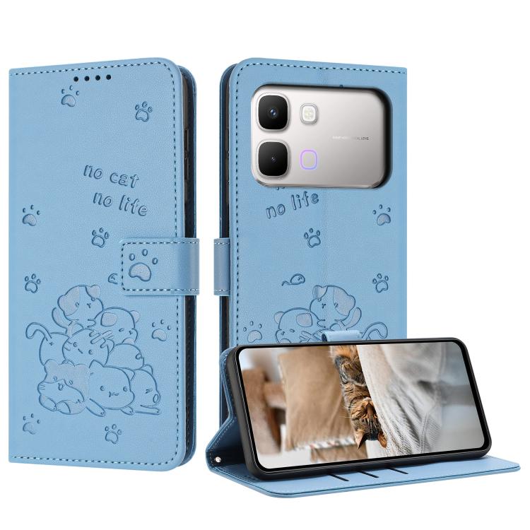 Embossed Kitten Phone Leather Case with Lanyard, For Infinix GT 50 Pro 5G, For Infinix Hot 70 5G, For Infinix Note Edge 5G, For Infinix Smart 20 4G, For Infinix Note 60 / 60 Pro 5G, For Infinix Hot 60 4G / Hot 60i 4G, For Infinix Hot 60 Pro+ 4G        ...