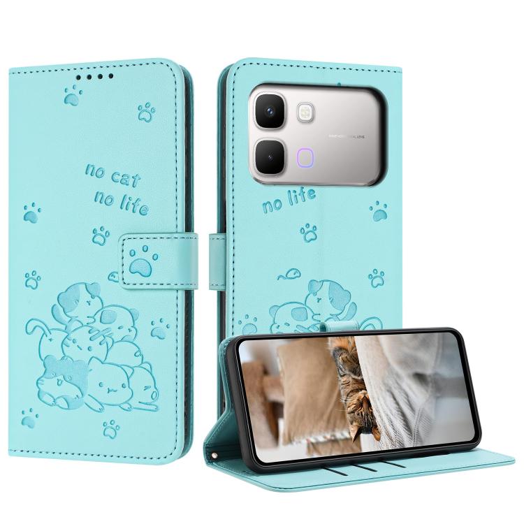 Embossed Kitten Phone Leather Case with Lanyard, For Infinix GT 50 Pro 5G, For Infinix Hot 70 5G, For Infinix Note Edge 5G, For Infinix Smart 20 4G, For Infinix Note 60 / 60 Pro 5G, For Infinix Hot 60 4G / Hot 60i 4G, For Infinix Hot 60 Pro+ 4G        ...