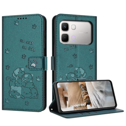 Embossed Kitten Phone Leather Case with Lanyard, For Infinix GT 50 Pro 5G, For Infinix Hot 70 5G, For Infinix Note Edge 5G, For Infinix Smart 20 4G, For Infinix Note 60 / 60 Pro 5G, For Infinix Hot 60 4G / Hot 60i 4G, For Infinix Hot 60 Pro+ 4G        ...