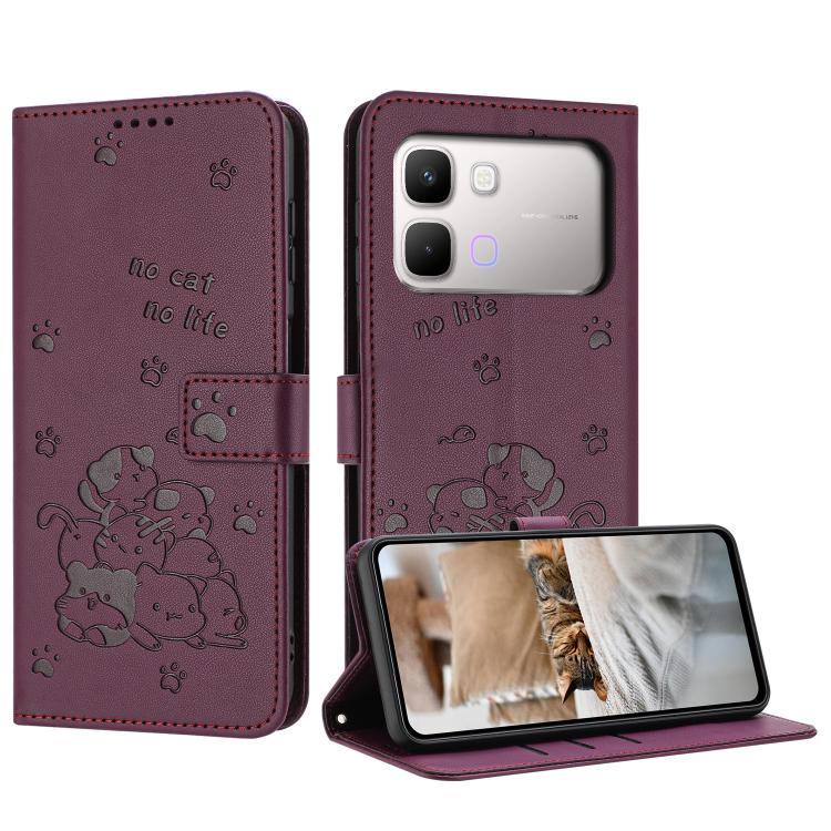 Embossed Kitten Phone Leather Case with Lanyard, For Infinix GT 50 Pro 5G, For Infinix Hot 70 5G, For Infinix Note Edge 5G, For Infinix Smart 20 4G, For Infinix Note 60 / 60 Pro 5G, For Infinix Hot 60 4G / Hot 60i 4G, For Infinix Hot 60 Pro+ 4G        ...