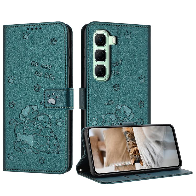 Embossed Kitten Phone Leather Case with Lanyard, For Infinix GT 50 Pro 5G, For Infinix Hot 70 5G, For Infinix Note Edge 5G, For Infinix Smart 20 4G, For Infinix Note 60 / 60 Pro 5G, For Infinix Hot 60 4G / Hot 60i 4G, For Infinix Hot 60 Pro+ 4G        ...