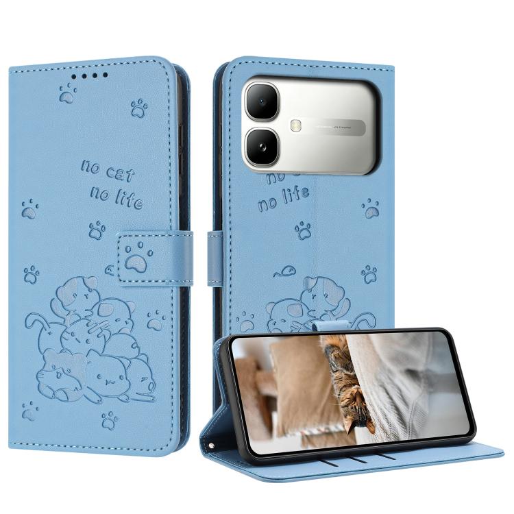 Embossed Kitten Phone Leather Case with Lanyard, For Infinix GT 50 Pro 5G, For Infinix Hot 70 5G, For Infinix Note Edge 5G, For Infinix Smart 20 4G, For Infinix Note 60 / 60 Pro 5G, For Infinix Hot 60 4G / Hot 60i 4G, For Infinix Hot 60 Pro+ 4G        ...