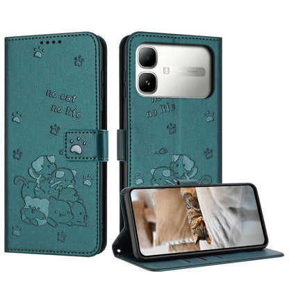Embossed Kitten Phone Leather Case with Lanyard, For Infinix GT 50 Pro 5G, For Infinix Hot 70 5G, For Infinix Note Edge 5G, For Infinix Smart 20 4G, For Infinix Note 60 / 60 Pro 5G, For Infinix Hot 60 4G / Hot 60i 4G, For Infinix Hot 60 Pro+ 4G        ...