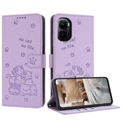 Embossed Kitten Phone Leather Case with Lanyard, For Infinix GT 50 Pro 5G, For Infinix Hot 70 5G, For Infinix Note Edge 5G, For Infinix Smart 20 4G, For Infinix Note 60 / 60 Pro 5G, For Infinix Hot 60 4G / Hot 60i 4G, For Infinix Hot 60 Pro+ 4G        ...