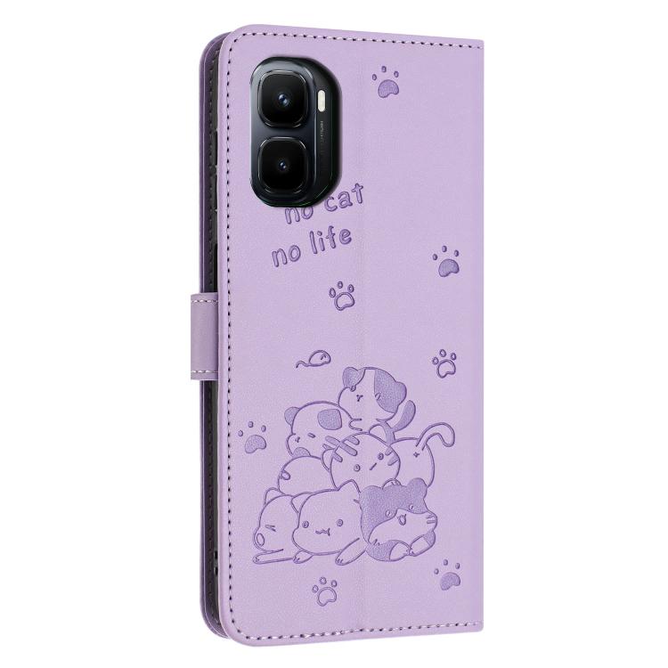 Embossed Kitten Phone Leather Case with Lanyard, For Infinix GT 50 Pro 5G, For Infinix Hot 70 5G, For Infinix Note Edge 5G, For Infinix Smart 20 4G, For Infinix Note 60 / 60 Pro 5G, For Infinix Hot 60 4G / Hot 60i 4G, For Infinix Hot 60 Pro+ 4G        ...