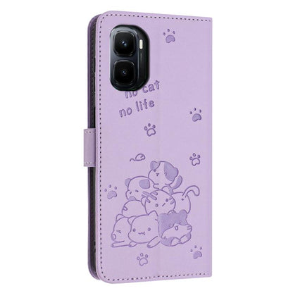 Embossed Kitten Phone Leather Case with Lanyard, For Infinix GT 50 Pro 5G, For Infinix Hot 70 5G, For Infinix Note Edge 5G, For Infinix Smart 20 4G, For Infinix Note 60 / 60 Pro 5G, For Infinix Hot 60 4G / Hot 60i 4G, For Infinix Hot 60 Pro+ 4G        ...