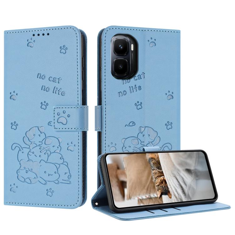 Embossed Kitten Phone Leather Case with Lanyard, For Infinix GT 50 Pro 5G, For Infinix Hot 70 5G, For Infinix Note Edge 5G, For Infinix Smart 20 4G, For Infinix Note 60 / 60 Pro 5G, For Infinix Hot 60 4G / Hot 60i 4G, For Infinix Hot 60 Pro+ 4G        ...