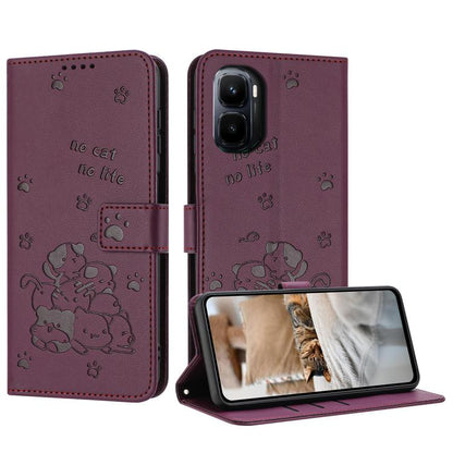Embossed Kitten Phone Leather Case with Lanyard, For Infinix GT 50 Pro 5G, For Infinix Hot 70 5G, For Infinix Note Edge 5G, For Infinix Smart 20 4G, For Infinix Note 60 / 60 Pro 5G, For Infinix Hot 60 4G / Hot 60i 4G, For Infinix Hot 60 Pro+ 4G        ...