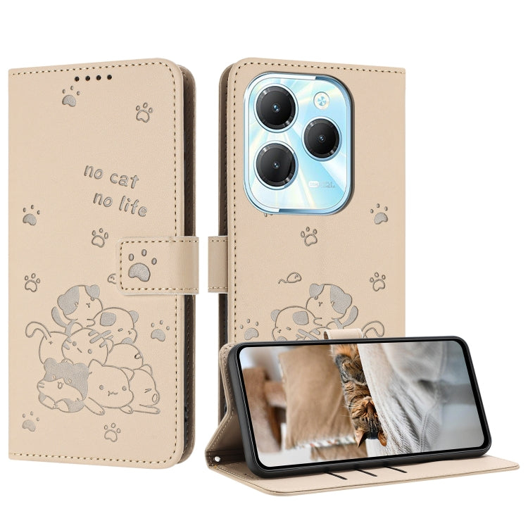 Embossed Kitten Phone Leather Case with Lanyard, For Tecno Spark 20 Pro+ 4G, For Tecno Spark 20 Pro, For Tecno Spark Go 2024 4G, For Tecno Pova 5 Pro, For Tecno Pova 5, For Tecno Camon 20 Premier, For Tecno Camon 20 Pro 5G                              ...