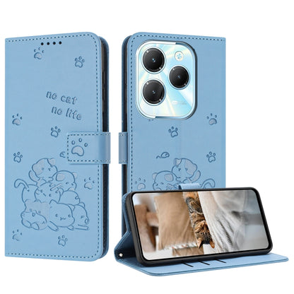Embossed Kitten Phone Leather Case with Lanyard, For Tecno Spark 20 Pro+ 4G, For Tecno Spark 20 Pro, For Tecno Spark Go 2024 4G, For Tecno Pova 5 Pro, For Tecno Pova 5, For Tecno Camon 20 Premier, For Tecno Camon 20 Pro 5G                              ...