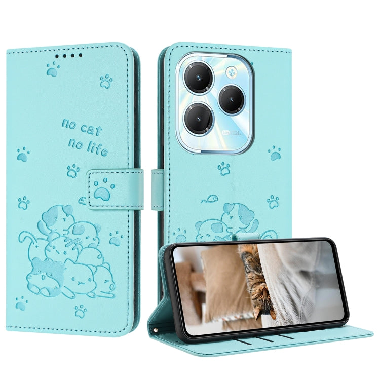 Embossed Kitten Phone Leather Case with Lanyard, For Tecno Spark 20 Pro+ 4G, For Tecno Spark 20 Pro, For Tecno Spark Go 2024 4G, For Tecno Pova 5 Pro, For Tecno Pova 5, For Tecno Camon 20 Premier, For Tecno Camon 20 Pro 5G                              ...