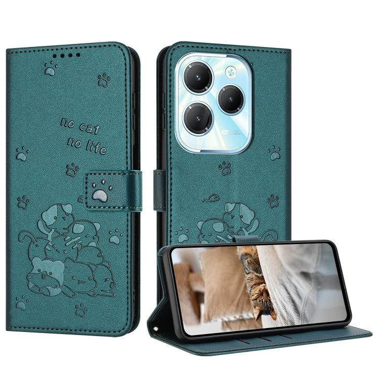 Embossed Kitten Phone Leather Case with Lanyard, For Tecno Spark 20 Pro+ 4G, For Tecno Spark 20 Pro, For Tecno Spark Go 2024 4G, For Tecno Pova 5 Pro, For Tecno Pova 5, For Tecno Camon 20 Premier, For Tecno Camon 20 Pro 5G                              ...