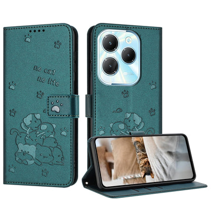 Embossed Kitten Phone Leather Case with Lanyard, For Tecno Spark 20 Pro+ 4G, For Tecno Spark 20 Pro, For Tecno Spark Go 2024 4G, For Tecno Pova 5 Pro, For Tecno Pova 5, For Tecno Camon 20 Premier, For Tecno Camon 20 Pro 5G                              ...