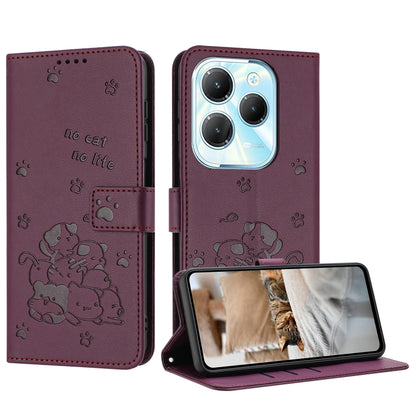 Embossed Kitten Phone Leather Case with Lanyard, For Tecno Spark 20 Pro+ 4G, For Tecno Spark 20 Pro, For Tecno Spark Go 2024 4G, For Tecno Pova 5 Pro, For Tecno Pova 5, For Tecno Camon 20 Premier, For Tecno Camon 20 Pro 5G                              ...