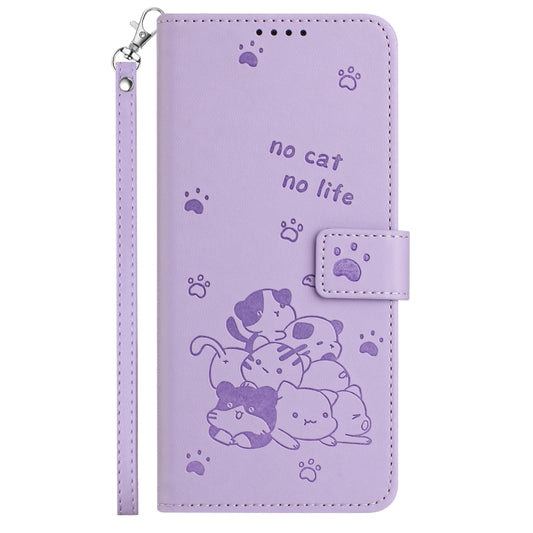 Embossed Kitten Phone Leather Case with Lanyard, For Tecno Camon 30 4G / Camon 30 5G, For Tecno Spark 20 Pro+ 4G, For Tecno Spark 20 Pro, For Tecno Spark Go 2024 4G, For Tecno Pova 5 Pro, For Tecno Pova 5, For Tecno Camon 20 Premier                    ...