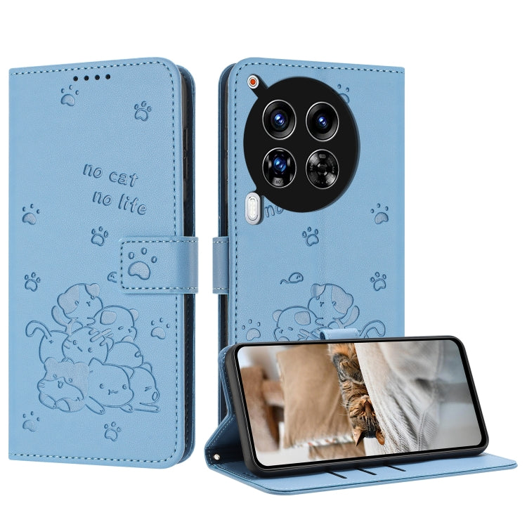 Embossed Kitten Phone Leather Case with Lanyard, For Tecno Camon 40 Premier, For Tecno Camon 40 4G, For Tecno Camon 40 Pro 5G, For Tecno Spark 30C 5G / Pop 9 5G, For Tecno Camon 30S, For Tecno Spark 30 5G, For Tecno Spark 30 Pro, For Tecno Spark 30 4G ...