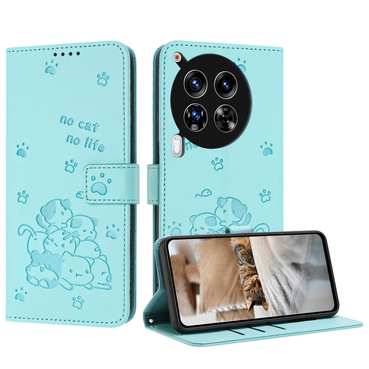 Embossed Kitten Phone Leather Case with Lanyard, For Tecno Camon 40 Premier, For Tecno Camon 40 4G, For Tecno Camon 40 Pro 5G, For Tecno Spark 30C 5G / Pop 9 5G, For Tecno Camon 30S, For Tecno Spark 30 5G, For Tecno Spark 30 Pro, For Tecno Spark 30 4G ...