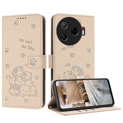 Embossed Kitten Phone Leather Case with Lanyard, For Tecno Camon 40 Premier, For Tecno Camon 40 4G, For Tecno Camon 40 Pro 5G, For Tecno Spark 30C 5G / Pop 9 5G, For Tecno Camon 30S, For Tecno Spark 30 5G, For Tecno Spark 30 Pro, For Tecno Spark 30 4G ...