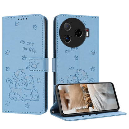 Embossed Kitten Phone Leather Case with Lanyard, For Tecno Camon 40 Premier, For Tecno Camon 40 4G, For Tecno Camon 40 Pro 5G, For Tecno Spark 30C 5G / Pop 9 5G, For Tecno Camon 30S, For Tecno Spark 30 5G, For Tecno Spark 30 Pro, For Tecno Spark 30 4G ...
