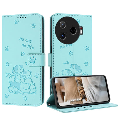 Embossed Kitten Phone Leather Case with Lanyard, For Tecno Camon 40 Premier, For Tecno Camon 40 4G, For Tecno Camon 40 Pro 5G, For Tecno Spark 30C 5G / Pop 9 5G, For Tecno Camon 30S, For Tecno Spark 30 5G, For Tecno Spark 30 Pro, For Tecno Spark 30 4G ...