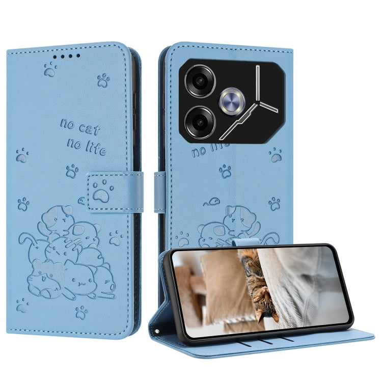 Embossed Kitten Phone Leather Case with Lanyard, For Tecno Camon 40 Premier, For Tecno Camon 40 4G, For Tecno Camon 40 Pro 5G, For Tecno Spark 30C 5G / Pop 9 5G, For Tecno Camon 30S, For Tecno Spark 30 5G, For Tecno Spark 30 Pro, For Tecno Spark 30 4G ...