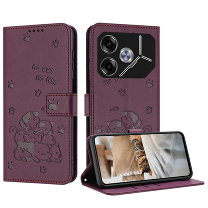 Embossed Kitten Phone Leather Case with Lanyard, For Tecno Camon 40 Premier, For Tecno Camon 40 4G, For Tecno Camon 40 Pro 5G, For Tecno Spark 30C 5G / Pop 9 5G, For Tecno Camon 30S, For Tecno Spark 30 5G, For Tecno Spark 30 Pro, For Tecno Spark 30 4G ...
