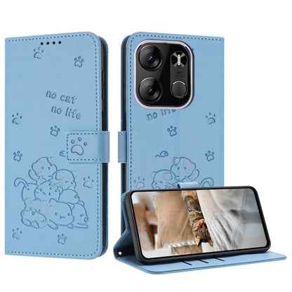 Embossed Kitten Phone Leather Case with Lanyard, For Tecno Spark 20 Pro+ 4G, For Tecno Spark 20 Pro, For Tecno Spark Go 2024 4G, For Tecno Pova 5 Pro, For Tecno Pova 5, For Tecno Camon 20 Premier, For Tecno Camon 20 Pro 5G                              ...