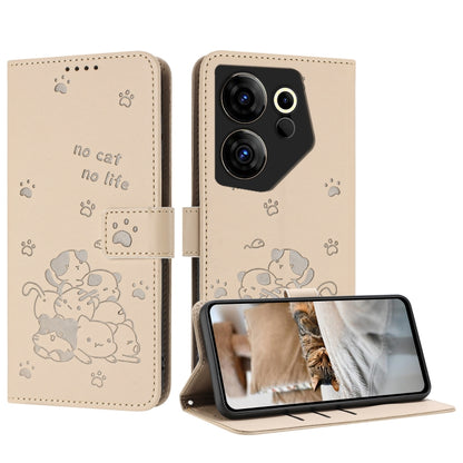 Embossed Kitten Phone Leather Case with Lanyard, For Tecno Spark 20 Pro+ 4G, For Tecno Spark 20 Pro, For Tecno Spark Go 2024 4G, For Tecno Pova 5 Pro, For Tecno Pova 5, For Tecno Camon 20 Premier, For Tecno Camon 20 Pro 5G                              ...