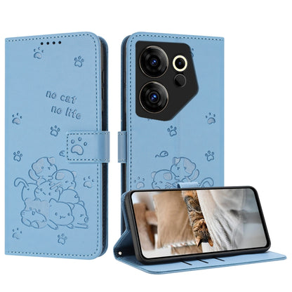 Embossed Kitten Phone Leather Case with Lanyard, For Tecno Spark 20 Pro+ 4G, For Tecno Spark 20 Pro, For Tecno Spark Go 2024 4G, For Tecno Pova 5 Pro, For Tecno Pova 5, For Tecno Camon 20 Premier, For Tecno Camon 20 Pro 5G                              ...