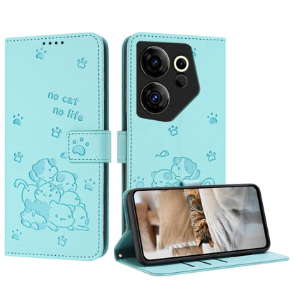 Embossed Kitten Phone Leather Case with Lanyard, For Tecno Spark 20 Pro+ 4G, For Tecno Spark 20 Pro, For Tecno Spark Go 2024 4G, For Tecno Pova 5 Pro, For Tecno Pova 5, For Tecno Camon 20 Premier, For Tecno Camon 20 Pro 5G                              ...